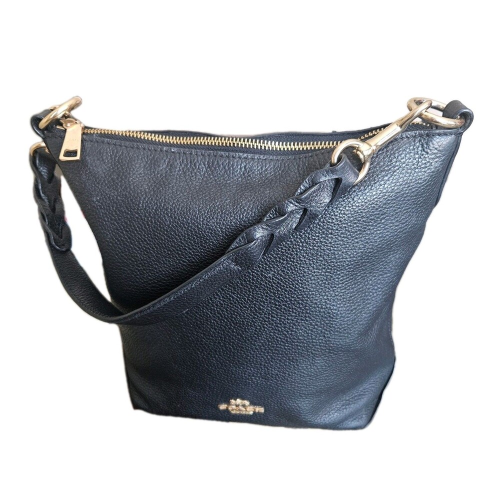 Coach Abby Shoulder Bag Black Pebble Leather Gold Hardware Purse